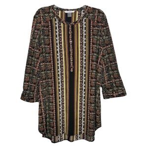 Nygard Collection Tunic Flowy Patchwork Stripe Print Multicolor Size XL 18–20